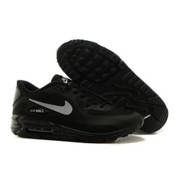 Nike Air Max Lunar 90 Mens Shoes All Black Silver Hot Discount
